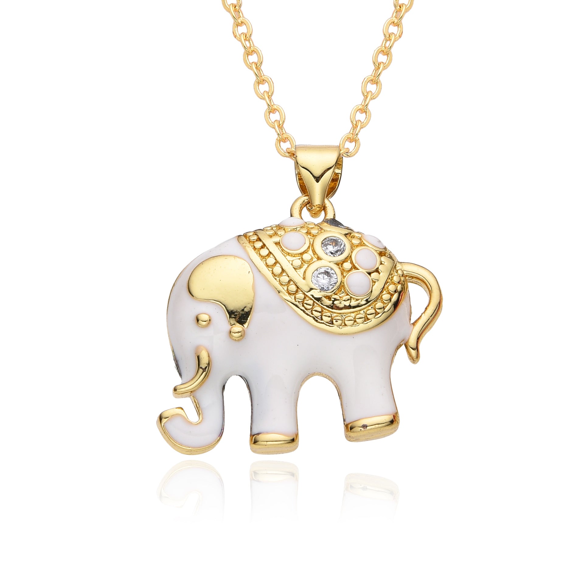 Wholesale Colorful Oil Dripping Elephant Micropaved Zirconia Necklace